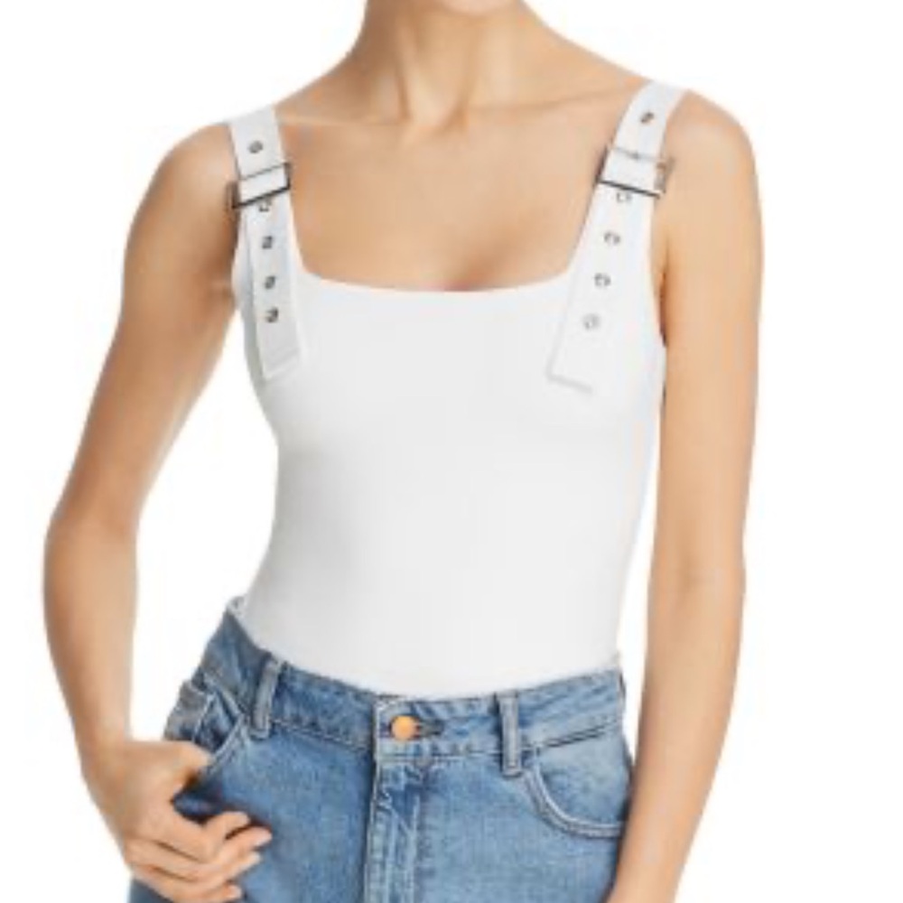Tiger Mist White Bodysuit with Button Straps